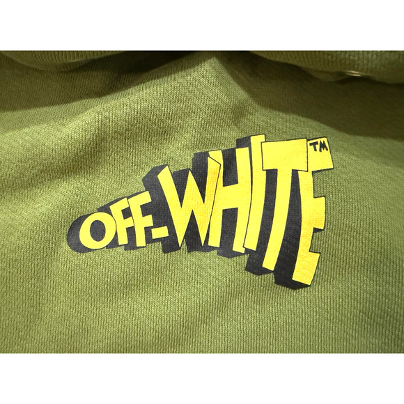 Off-White Hoodie Sweatshirt Mens LG Green Cracked Arrows Graphic Streetwear NEW - Picture 4 of 7